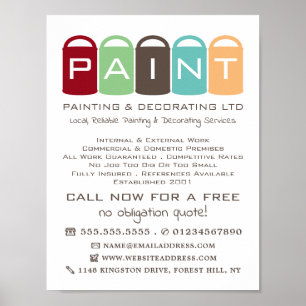 Meerkleurige verfemmers, verf- en decorator poster