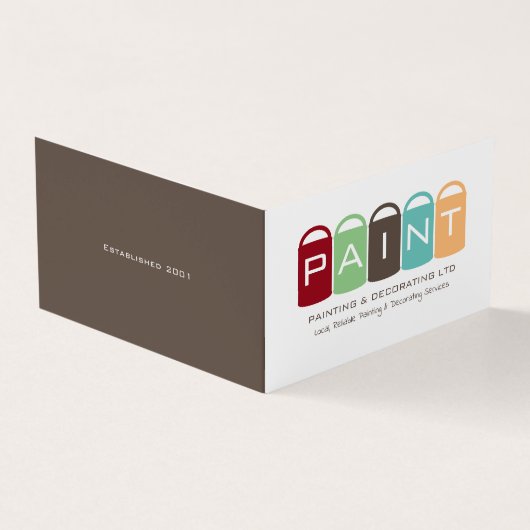 Meerkleurige verfemmers, verf- en decorator visitekaartje (Buitenkant)