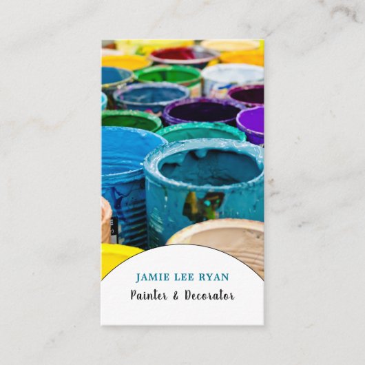 Meerkleurige verfemmers, verf- en decorator visitekaartje (Voorkant)