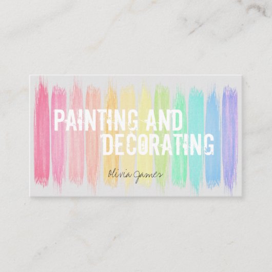 Meerkleurige verfrekken die schilderen en versiere visitekaartje (Voorkant)
