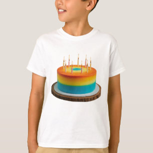 Meerkleurige verjaardagstaart ontwerp Kinderen Bas T-shirt