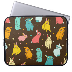Meerkleurige, verschillende konijnen, hazen op een laptop sleeve