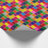 Meerkleurige vierkanten en strepen Girly Cadeaupapier (Hoek)