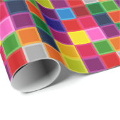 Meerkleurige vierkanten en strepen Girly Cadeaupapier (Rol Hoek)