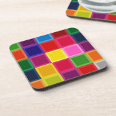 Meerkleurige vierkanten en strepen Girly Drankjes Onderzetter (Linkerzijde)