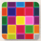 Meerkleurige vierkanten en strepen Girly Drankjes Onderzetter (Voorkant)