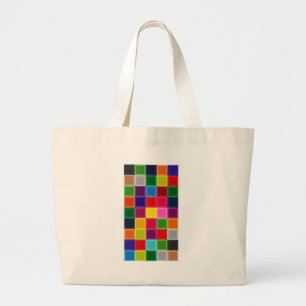 Meerkleurige vierkanten en strepen Girly Grote Tote Bag