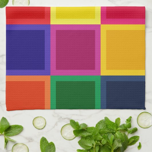 Meerkleurige vierkanten en strepen Girly Theedoek (Gevouwen)