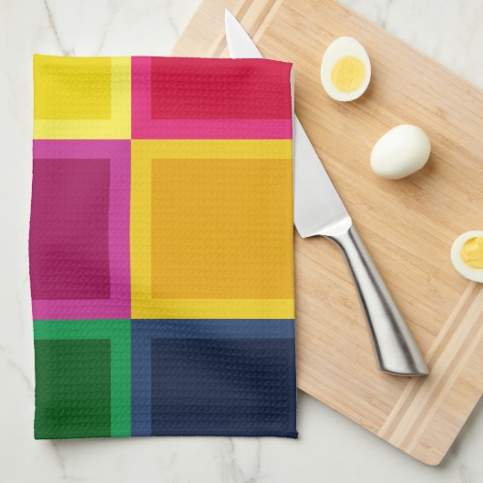 Meerkleurige vierkanten en strepen Girly Theedoek (Quarter Fold)