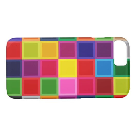Meerkleurige Vierkantjes Girly iPhone 7 hoesje (Achterkant (Horizontaal))