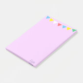 Meerkleurige vlaggen en kalligrafie op violet post-it® notes (Schuin)