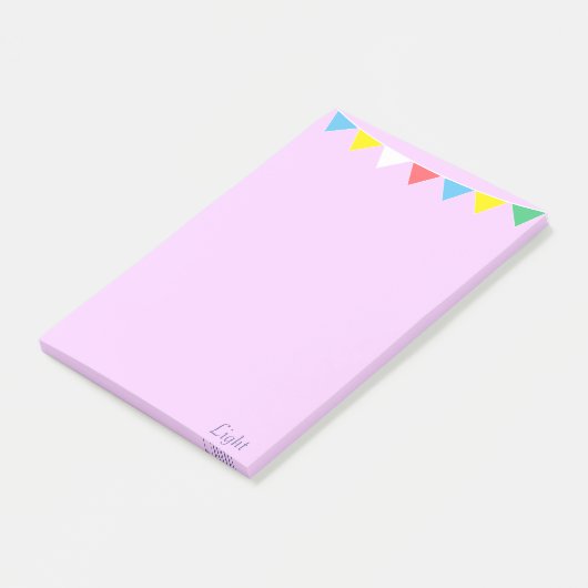 Meerkleurige vlaggen en kalligrafie op violet post-it® notes (Schuin)
