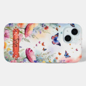 Meerkleurige Vlinder & Bloemen iPhone / iPad hoesj Case-Mate iPhone Case (Achterkant (horizontaal))