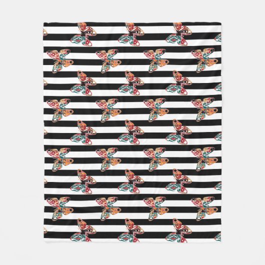 Meerkleurige vlinder fleece deken (Voorkant)