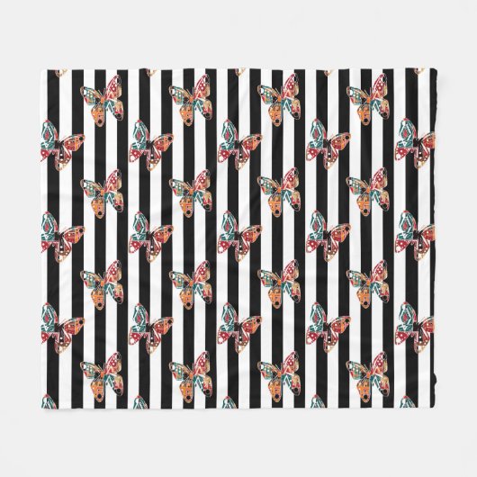 Meerkleurige vlinder fleece deken (Voorkant (Horizontaal))