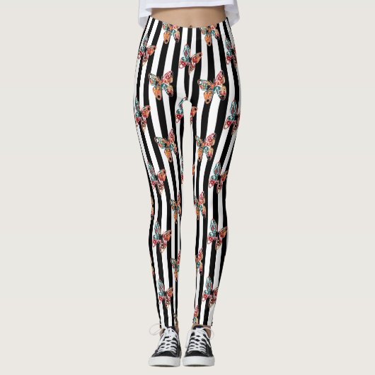 Meerkleurige vlinder leggings (Voorkant)