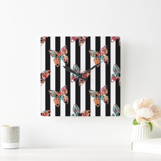 Meerkleurige vlinder vierkante klok (Huis)