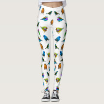 Meerkleurige vogels op witte Leggings