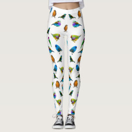 Meerkleurige vogels op witte Leggings