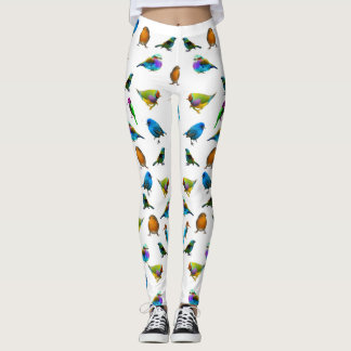 Meerkleurige vogels op witte Leggings