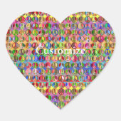 Meerkleurige vredessymbolen patroon hart sticker (Voorkant)