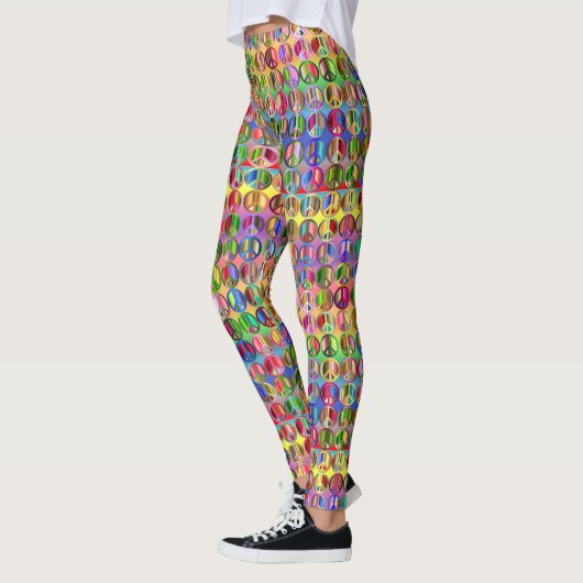 Meerkleurige vredessymbolen patroon leggings (Links)