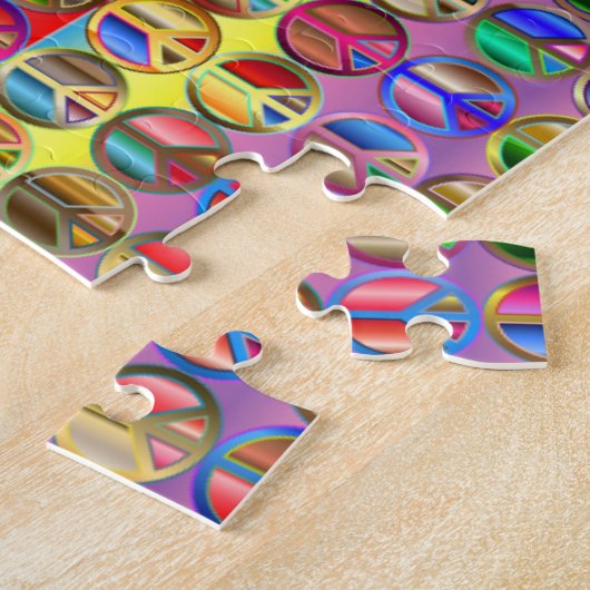 Meerkleurige vredessymbolen patroon legpuzzel (Zijkant)