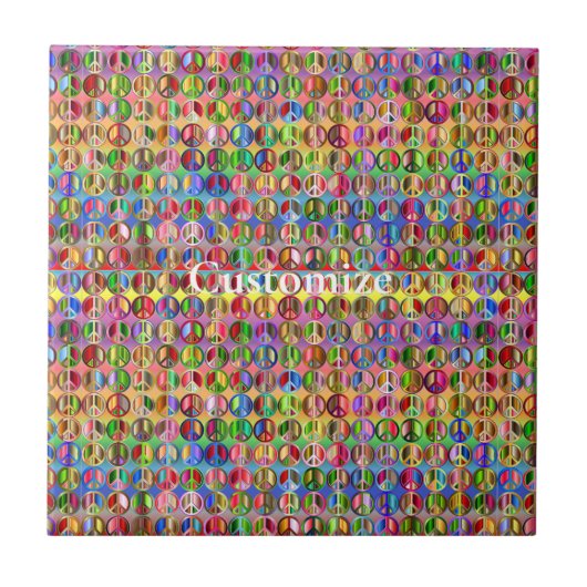 Meerkleurige vredessymbolen patroon tegeltje (Voorkant)