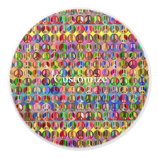 Meerkleurige vredessymbolen patroon Thunder_Cove Keramische Knop (Voorkant)