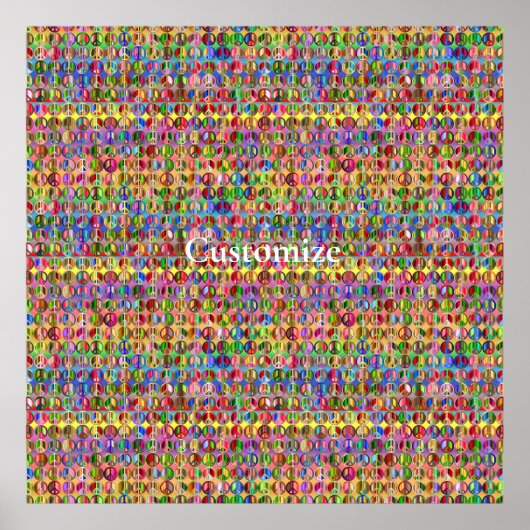 Meerkleurige vredessymbolen patroon Thunder_Cove Poster (Voorkant)