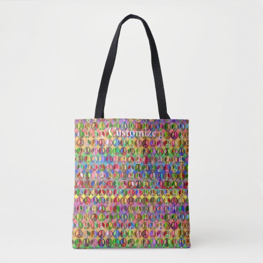 Meerkleurige vredessymbolen patroon tote bag (Voorkant)