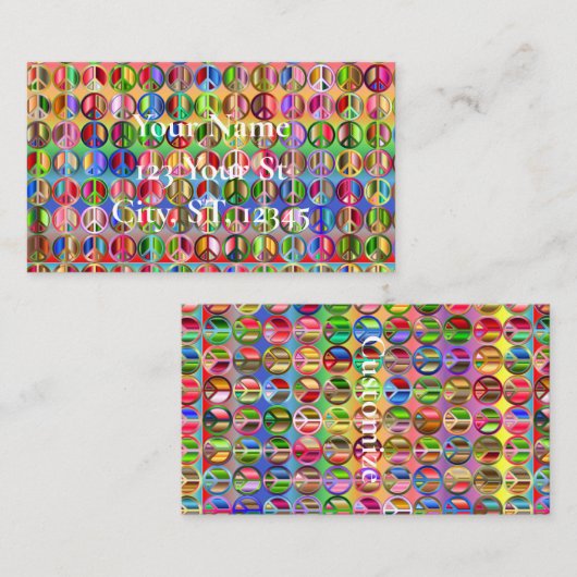 Meerkleurige vredessymbolen patroon visitekaartje (Voorkant / Achterkant)