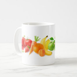 Meerkleurige vruchten in een rij koffiemok