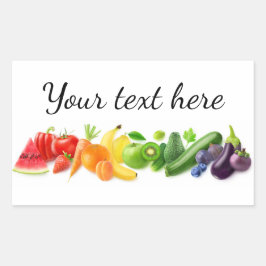 Meerkleurige vruchten in een rij rechthoekige sticker