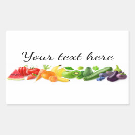 Meerkleurige vruchten in een rij rechthoekige sticker