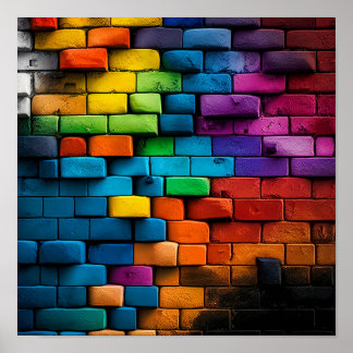 Meerkleurige wandbekleding voor brick poster