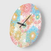 Meerkleurige wandklok met bloemen (Hoek)
