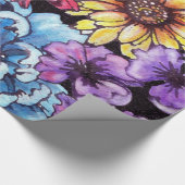 Meerkleurige waterverf bloemboeket cadeaupapier (Hoek)