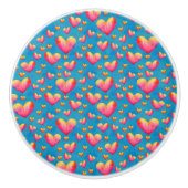 Meerkleurige Waterverf Harten keramische schedel Knop (Voorkant)