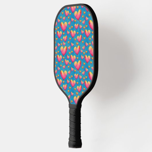 Meerkleurige Waterverf Harten Pickleball Paddle (Links)