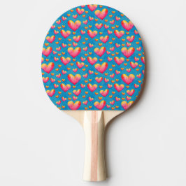 Meerkleurige Waterverf Harten Ping Pong Batje