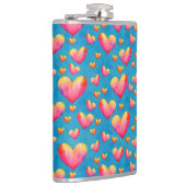 Meerkleurige Waterverf Hearts Liquor Flask Heupfles (Rechts)