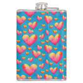 Meerkleurige Waterverf Hearts Liquor Flask Heupfles (Achterkant)