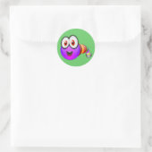 Meerkleurige worm ronde sticker (Tas)