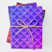 Meerkleurige zeemeerminnen met glitter-cadeautjes inpakpapier vel (In situ)