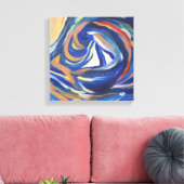 Meerkleurige zeilboot Zee Acryl schilderij Print (Insitu (Woonkamer))