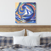 Meerkleurige zeilboot Zee Acryl schilderij Print (Insitu (Slaapkamer))