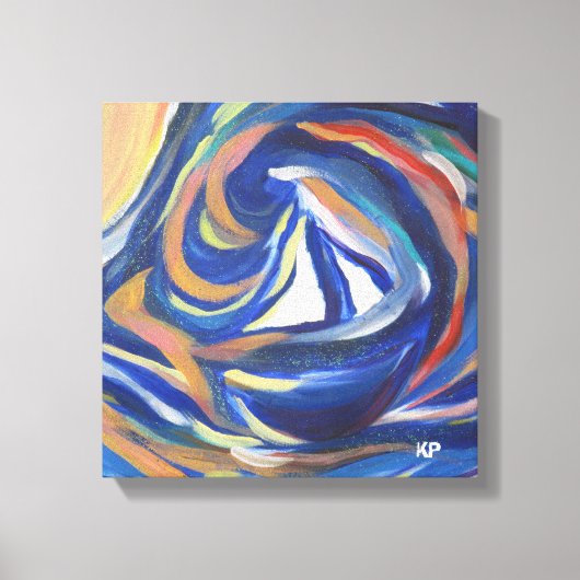 Meerkleurige zeilboot Zee Acryl schilderij Print (Voorkant)