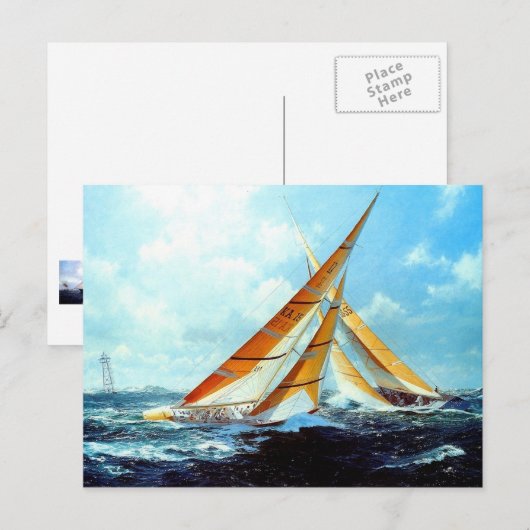 Meerkleurige zeilen briefkaart (Voorkant / Achterkant)