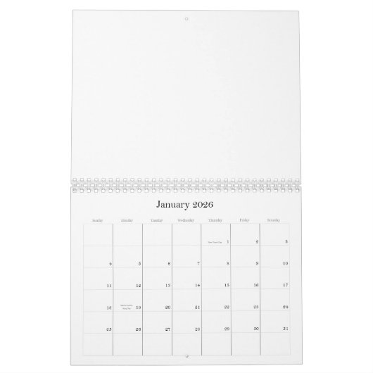 Meerkleurige zwarte & Wu-achtergrond op een agenda Kalender (Jan 2026)